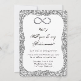 Silver Glitzer Silver Infinity Bridesmaid Card Einladung