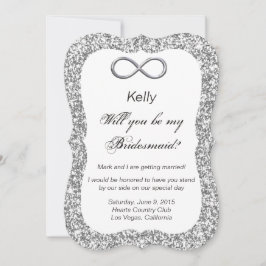 Silver Glitzer Silver Infinity Bridesmaid Card Einladung