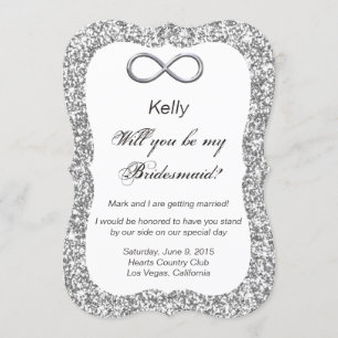 Silver Glitzer Silver Infinity Bridesmaid Card Einladung