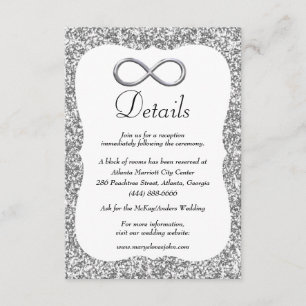 Silver Glitzer Silver Infinity Wedding Details Begleitkarte