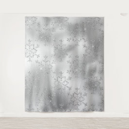 Silver Glitzer Snowflake Foto Hintergrund  Wandteppich
