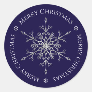 Silver Glitzer Snowflake Frohe Weihnachtsnacht Bla Runder Aufkleber