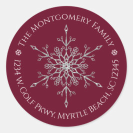 Silver Glitzer Snowflake Name Adresse Feiertag Runder Aufkleber
