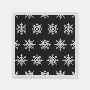 Silver Glitzer Snowflake Pattern Napkins Serviette
