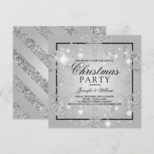 Silver Glitzer Snowflake Xmas Feiertage Party Einladung
