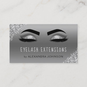 Silver Glitzer Sparkle Eyelash Extensions Visitenkarte