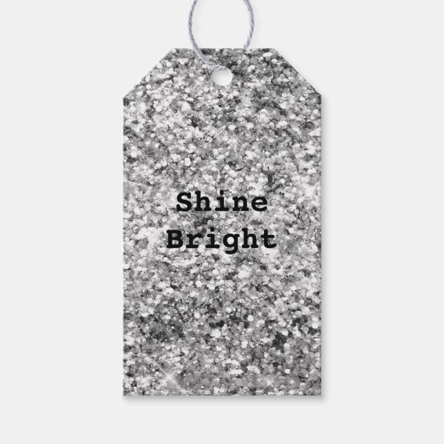 Silver Glitzer Sparkle Geschenkanhänger (Vorderseite)