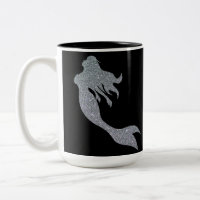 Silver Glitzer Sparkle Mermaid Black Coffee Tasse