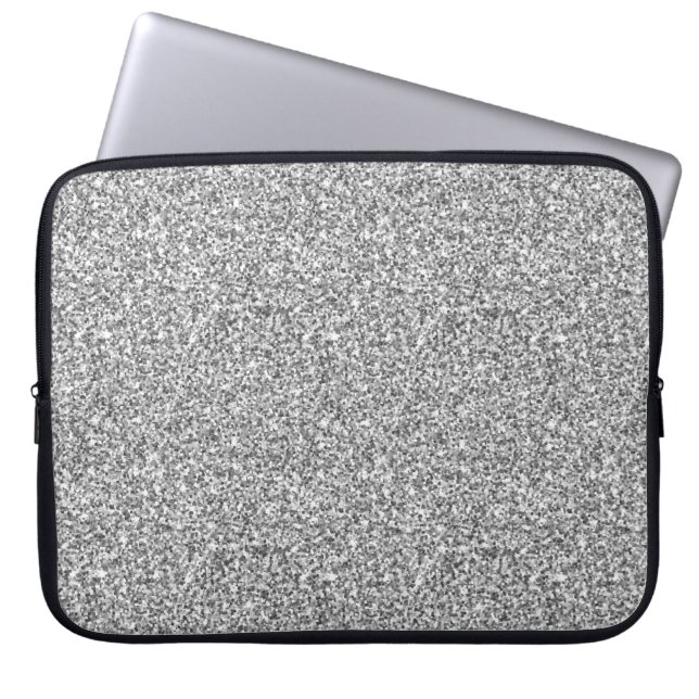 Silver Glitzer Sparkle Metallic Laptop Sleeve (Vorderseite)