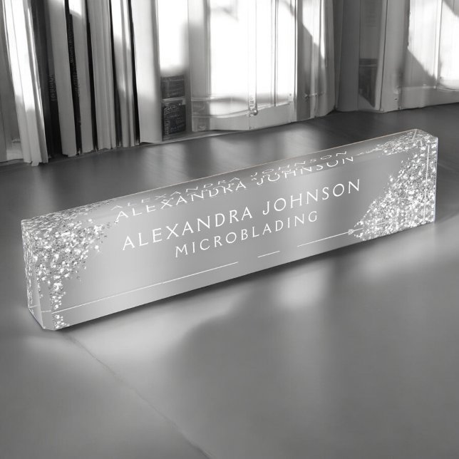 Silver Glitzer Sparkle Microblading Brows Salon Namensplakette (Von Creator hochgeladen)