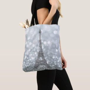 Silver Glitzer Sparkle Paris Eiffel Tower Glam