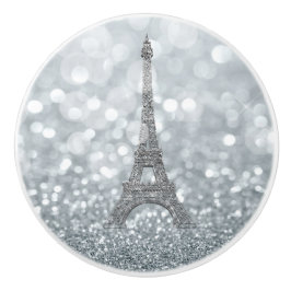 Silver Glitzer Sparkle Paris Eiffel Tower Glam Keramikknauf