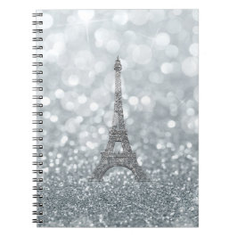 Silver Glitzer Sparkle Paris Eiffel Tower Glam Notizblock