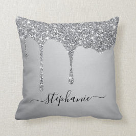 Silver Glitzer Sparkle Tropfen Script Individuelle Kissen
