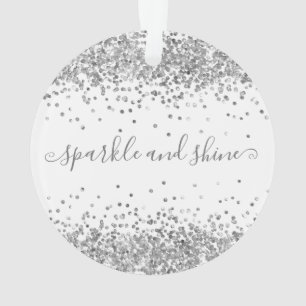 Silver Glitzer Sparkle und Shine Happy Holidays Ornament