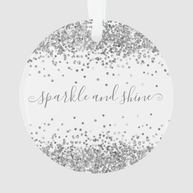Silver Glitzer Sparkle und Shine Happy Holidays Ornament (Rückseite)