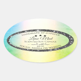 Silver Glitzer Stars Produktkennzeichnungen Aquama Ovaler Aufkleber