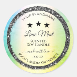 Silver Glitzer Stars Produktkennzeichnungen Aquama Runder Aufkleber