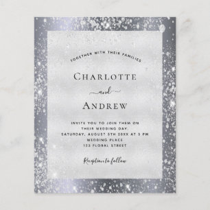 Silver Glitzer Staub elegante Hochzeitsbudget Flyer