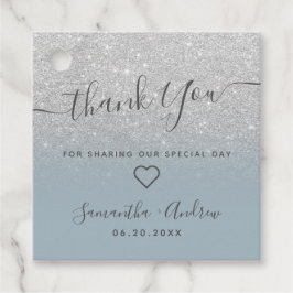 Silver Glitzer staubblau Danke Hochzeit Geschenkanhänger