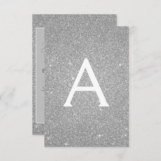 Silver Glitzer Sweet 16 Save the Date Einladung (Vorne/Hinten)