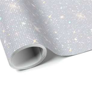 Silver Glitzer Texture White Sparkling Diamond Geschenkpapier