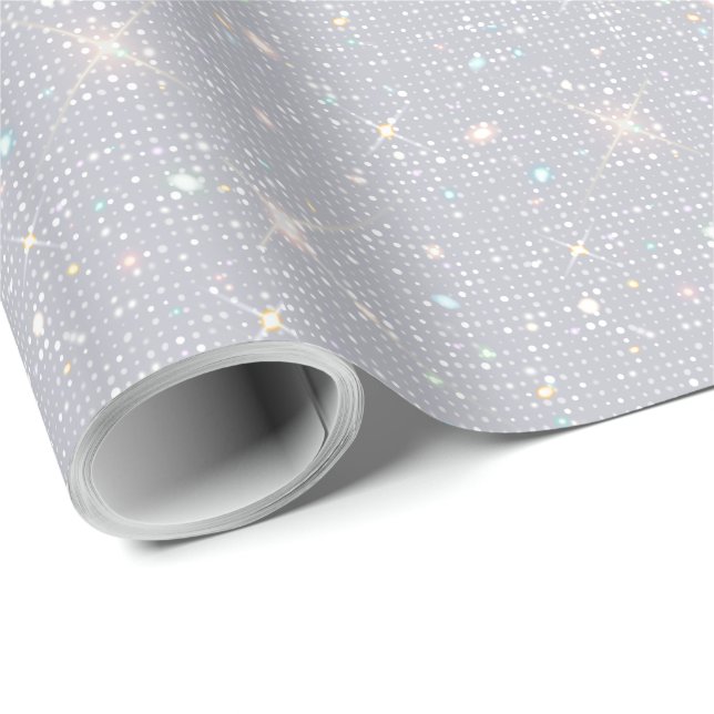 Silver Glitzer Texture White Sparkling Diamond Geschenkpapier (Rolleneckpunkt)