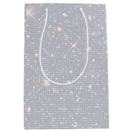 Silver Glitzer Texture White Sparkling Diamond Mittlere Geschenktüte