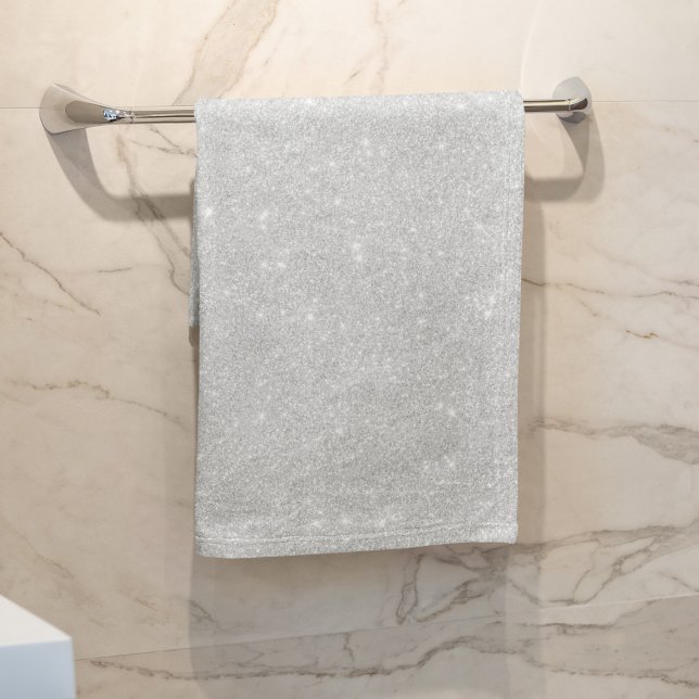 Silver Glitzer Texture White Sparkling Shiny Badhandtuch Set (Von Creator hochgeladen)