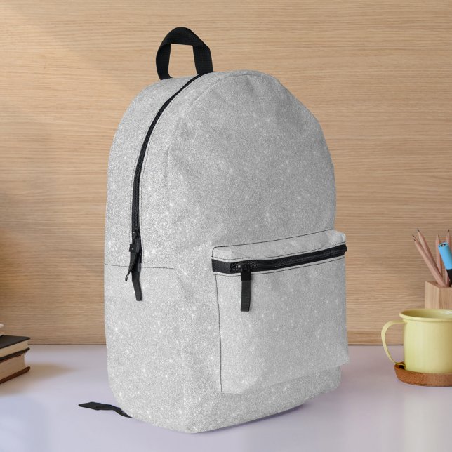 Silver Glitzer Texture White Sparkling Shiny Bedruckter Rucksack (Von Creator hochgeladen)