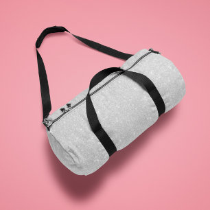 Silver Glitzer Texture White Sparkling Shiny Duffle Bag