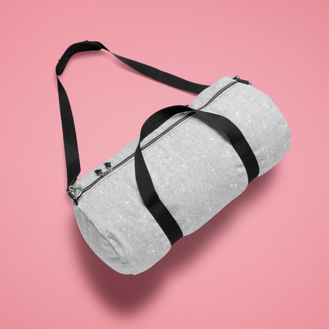Silver Glitzer Texture White Sparkling Shiny Duffle Bag (Von Creator hochgeladen)