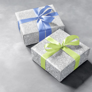 Silver Glitzer Texture White Sparkling Shiny Geschenkpapier
