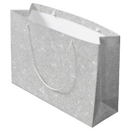 Silver Glitzer Texture White Sparkling Shiny Große Geschenktüte