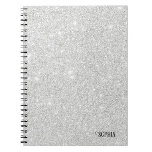 Silver Glitzer Texture White Sparkling Shiny Notizblock