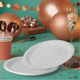 Silver Glitzer Texture White Sparkling Shiny Pappteller