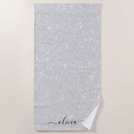 Silver Glitzer Texture White Sparkling Shiny Strandtuch