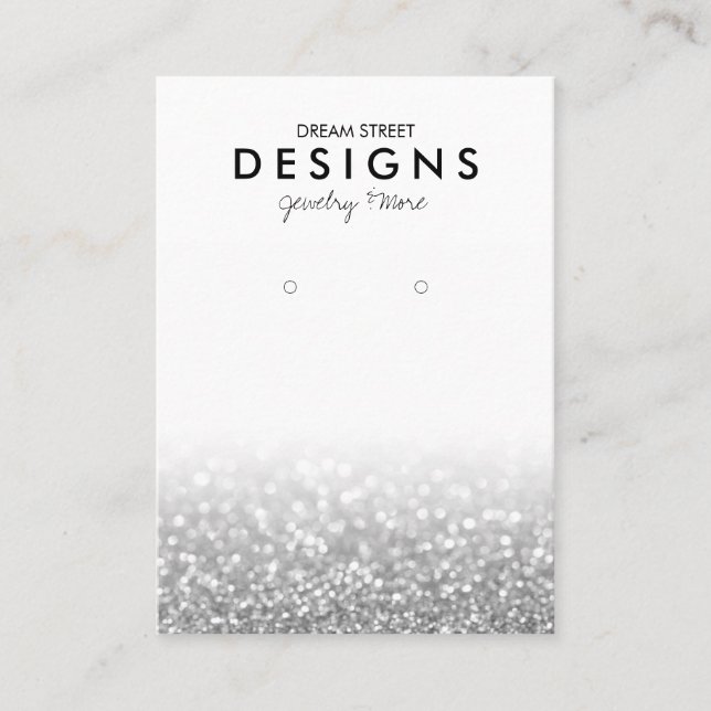 Silver Glitzer Trendy Earring Display Card Visitenkarte (Vorderseite)