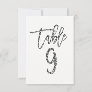 Silver Glitzer Trendy Moderne Script Tischnummer 9