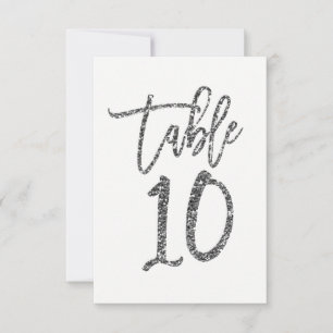 Silver Glitzer Trendy Script Tischnummer 10 Zehn