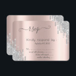Silver Glitzer Tropfen Bat Mitzvah UAWG Einladung<br><div class="desc">Eleganter silberner Glitzer Tropfen auf einer Rose goldener Hintergrund.</div>