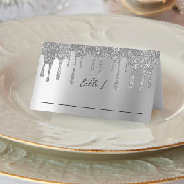 Silver Glitzer Tropfen Hochzeitsempfang Platzkarte