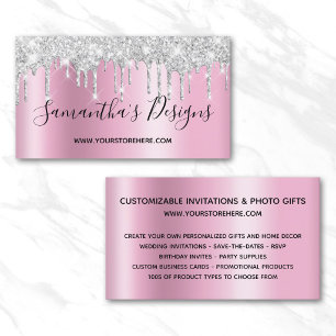 Silver Glitzer Tropfen Mauve Pink Ombre Online Sto Visitenkarte