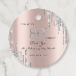 Silver Glitzer Tropfen Rose Gold 80. Geschenkanhänger