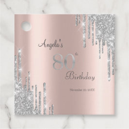 Silver Glitzer Tropfen Rose Gold 80. Geschenkanhänger