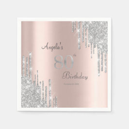 Silver Glitzer Tropfen Rose Gold 80. Serviette