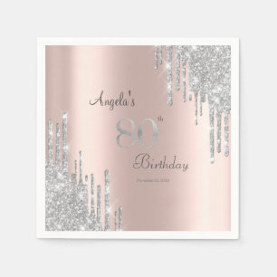 Silver Glitzer Tropfen Rose Gold 80. Serviette