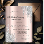 Silver Glitzer Tropfen Rose Gold Hochzeit Jahresta Einladung<br><div class="desc">Moderne,  schicke und glamouröse mit silbernen Glitzer-Tropfen auf einem goldenen Hintergrund der Rose.</div>