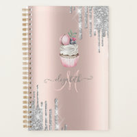 Silver Glitzer Tropfen Rose Gold Monogram Cupcake
