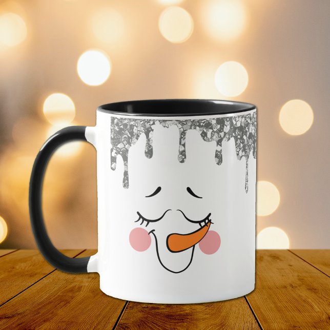 Silver Glitzer Tropfens Snowman Face Holiday Tasse (Von Creator hochgeladen)